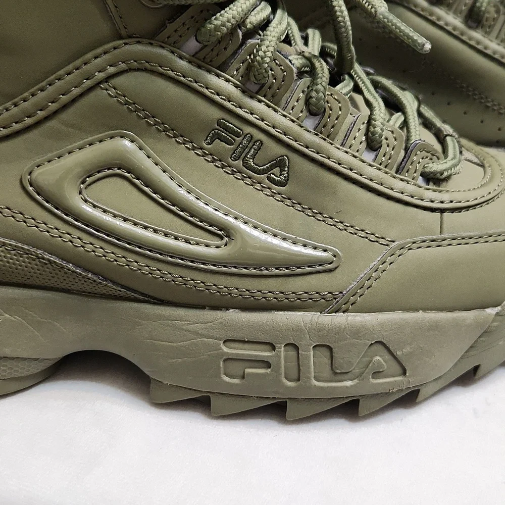 Fila Disruptor Shearling Olive Green Lace-up Winter Boots (w size 8)